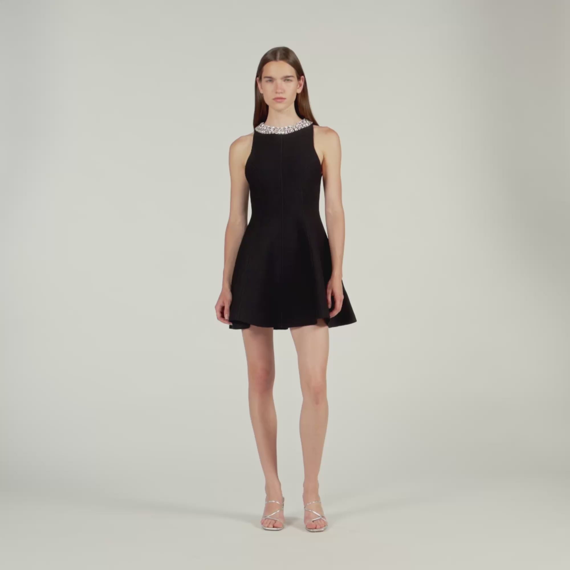 Darcy Short Dress With Rhinestone Collar Black