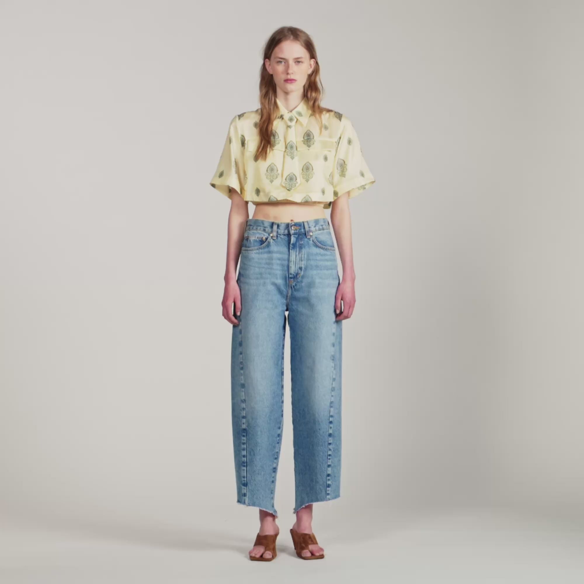 Calaventa Paisley print crop top Light Yellow