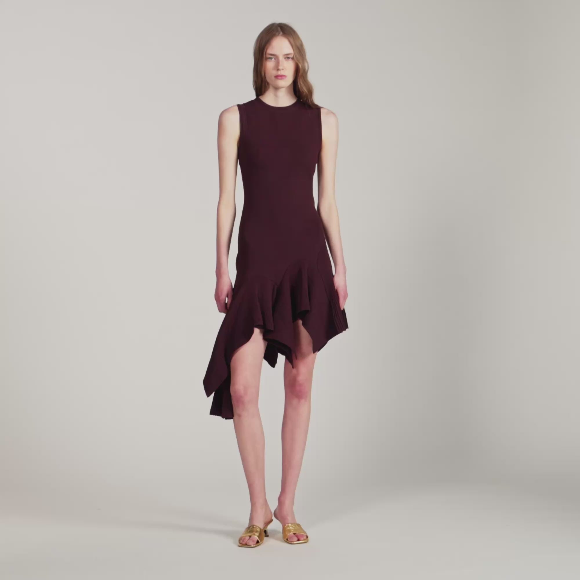Biancona Asymmetric knit dress Brown