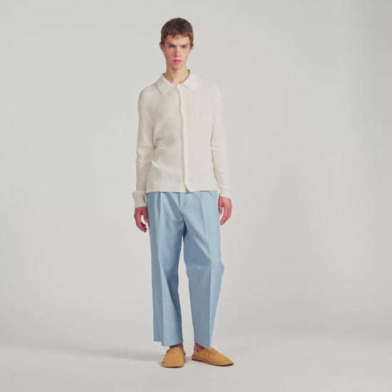 Cardigan Adam Rib Knit Shirt Ecru