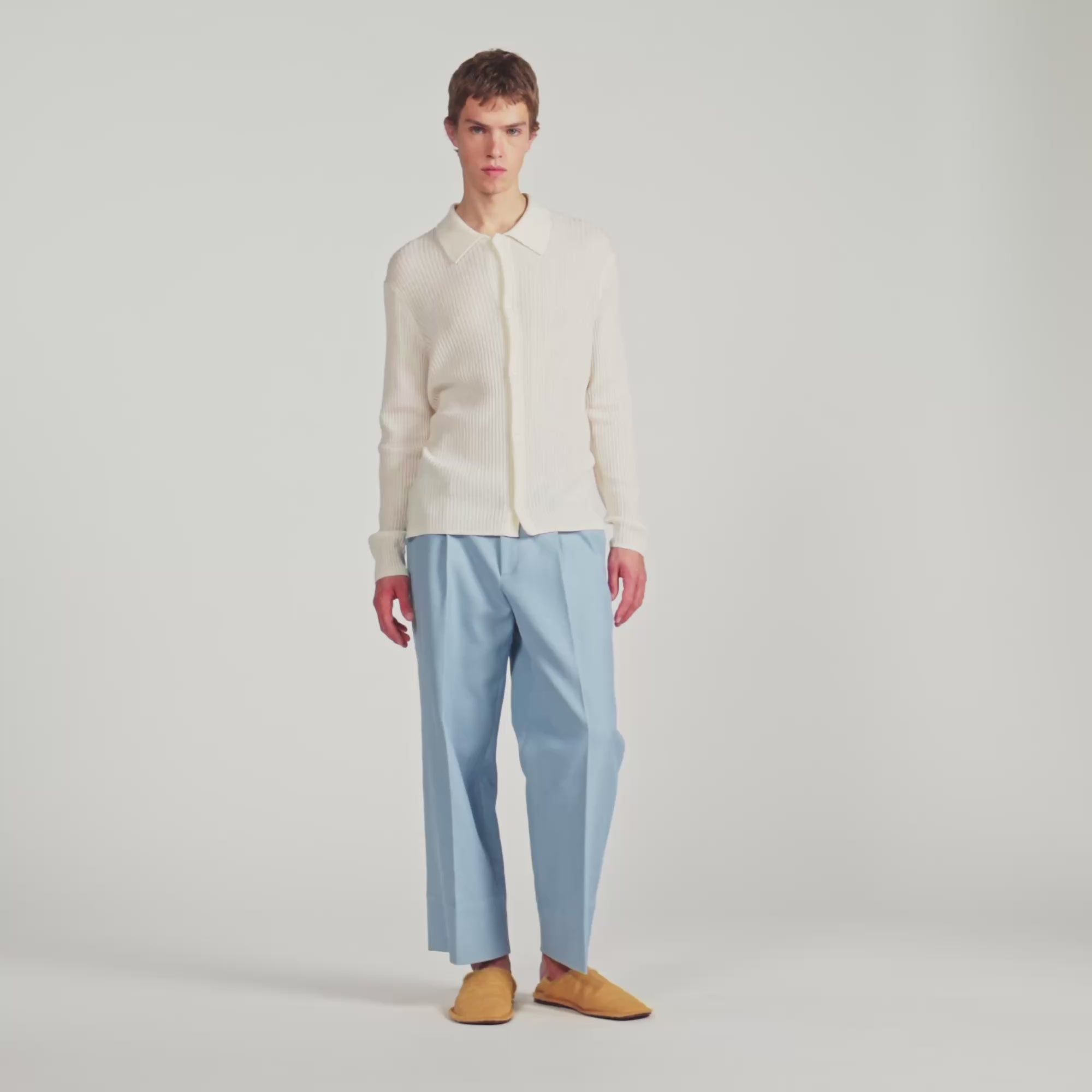 Cardigan Adam Rib Knit Shirt Ecru