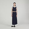 Oceane Long Two-Tone Knit Skirt Navy Blue