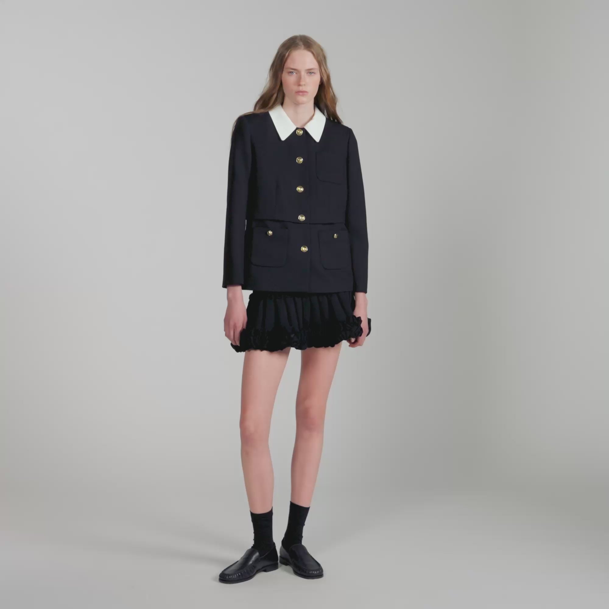 Rosmarina Jacket With Contrast Collar Black
