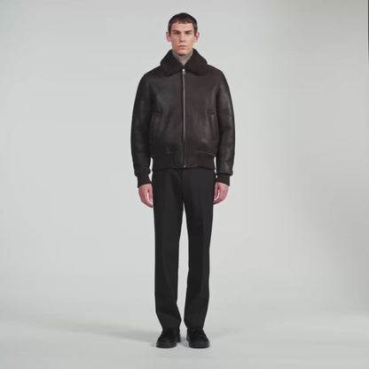 Shearling Bombardier Kaki Shearling jacket Olive Green