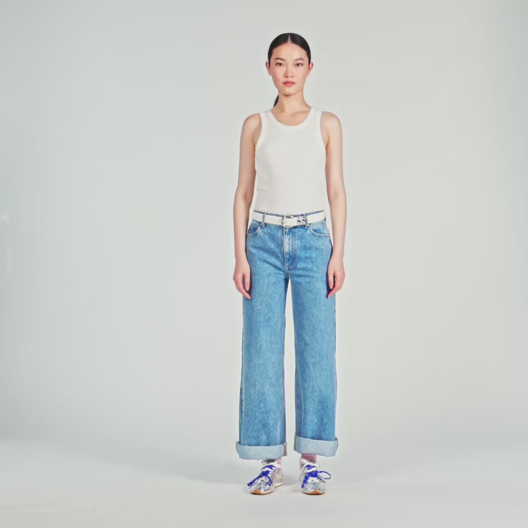Evie Beaded Ribbed Vest Top White