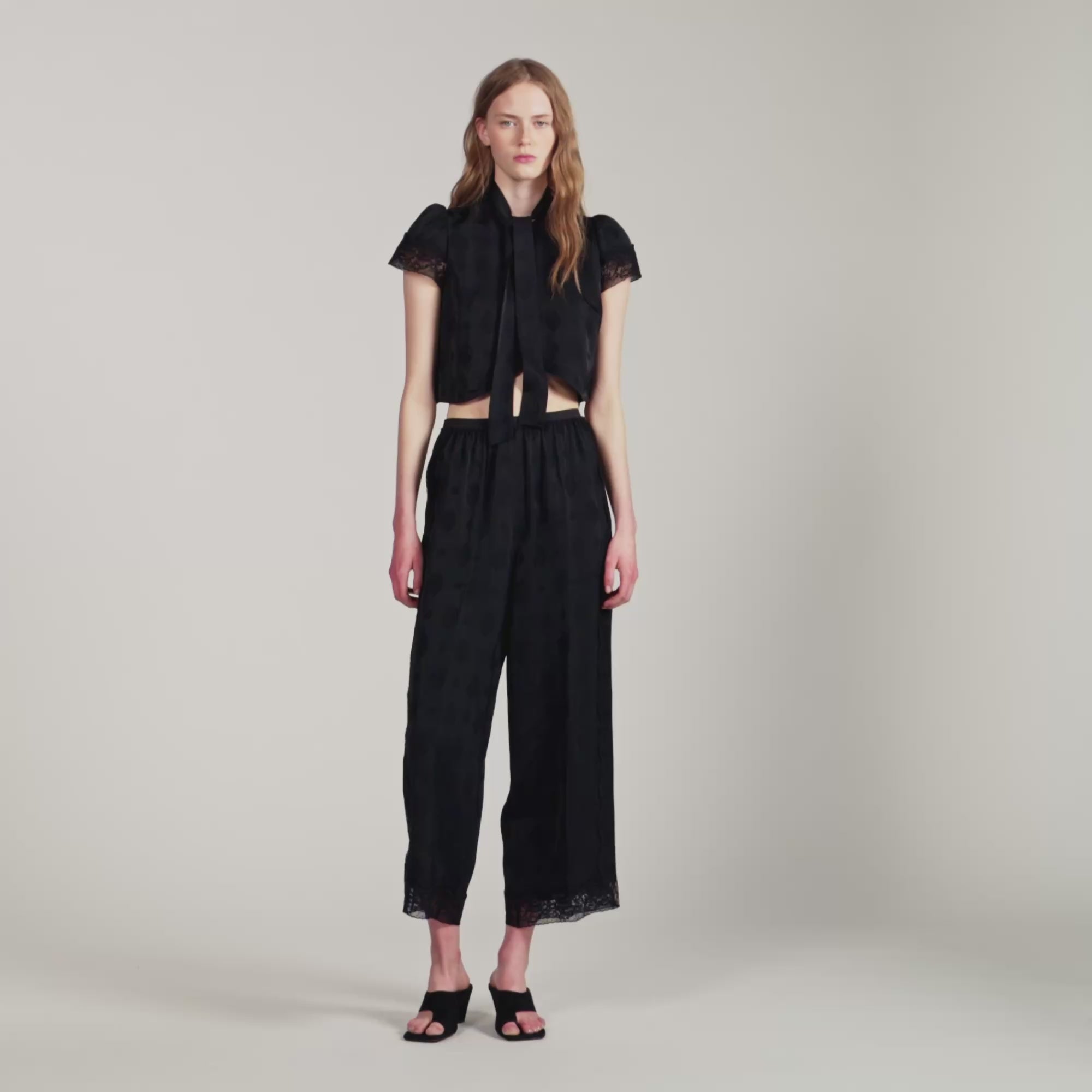 Hailey Fluid Paisley Jacquard Trousers Black