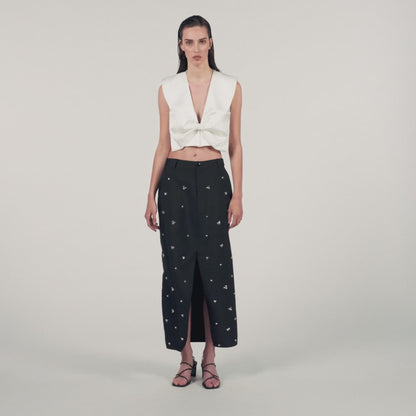 Satin-Effect Crop Top white