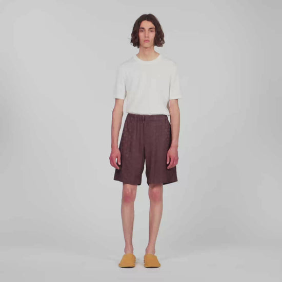 Jacquard Cross Short Square Cross patterned shorts Chocolate