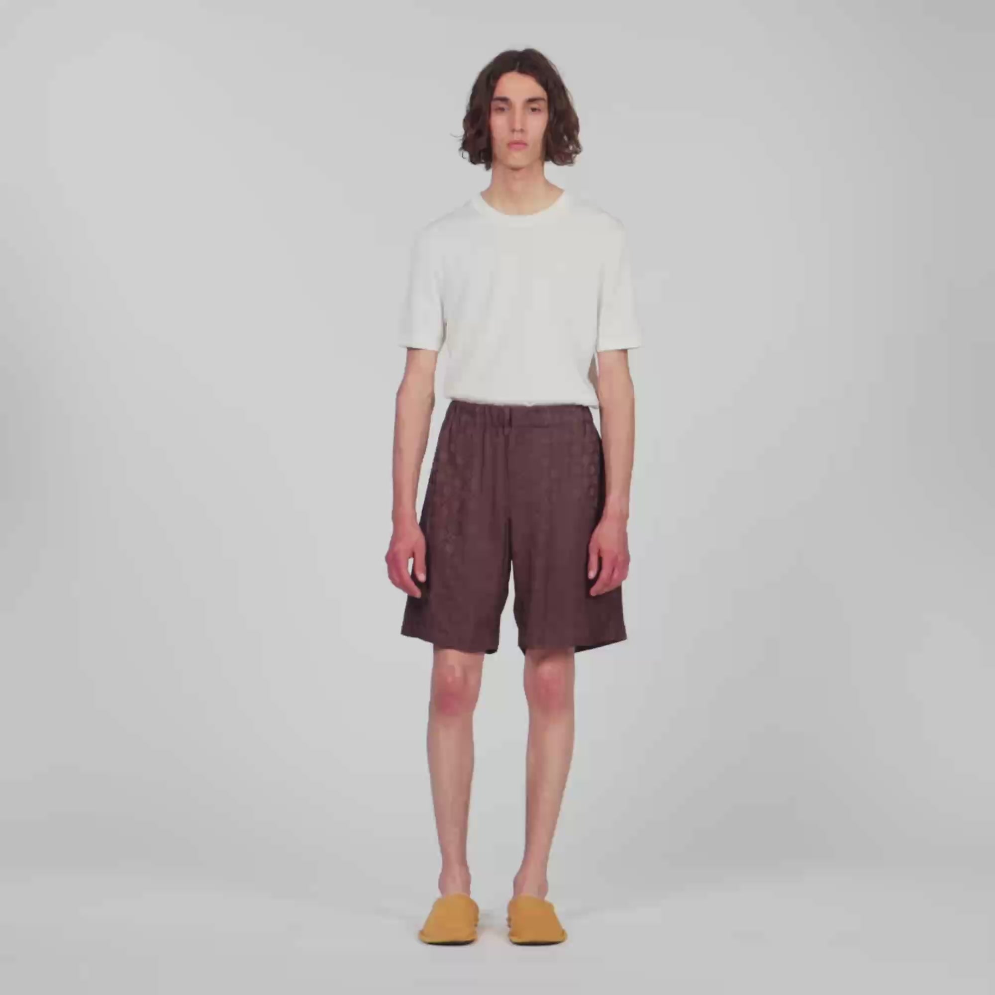 Jacquard Cross Short Square Cross patterned shorts Chocolate