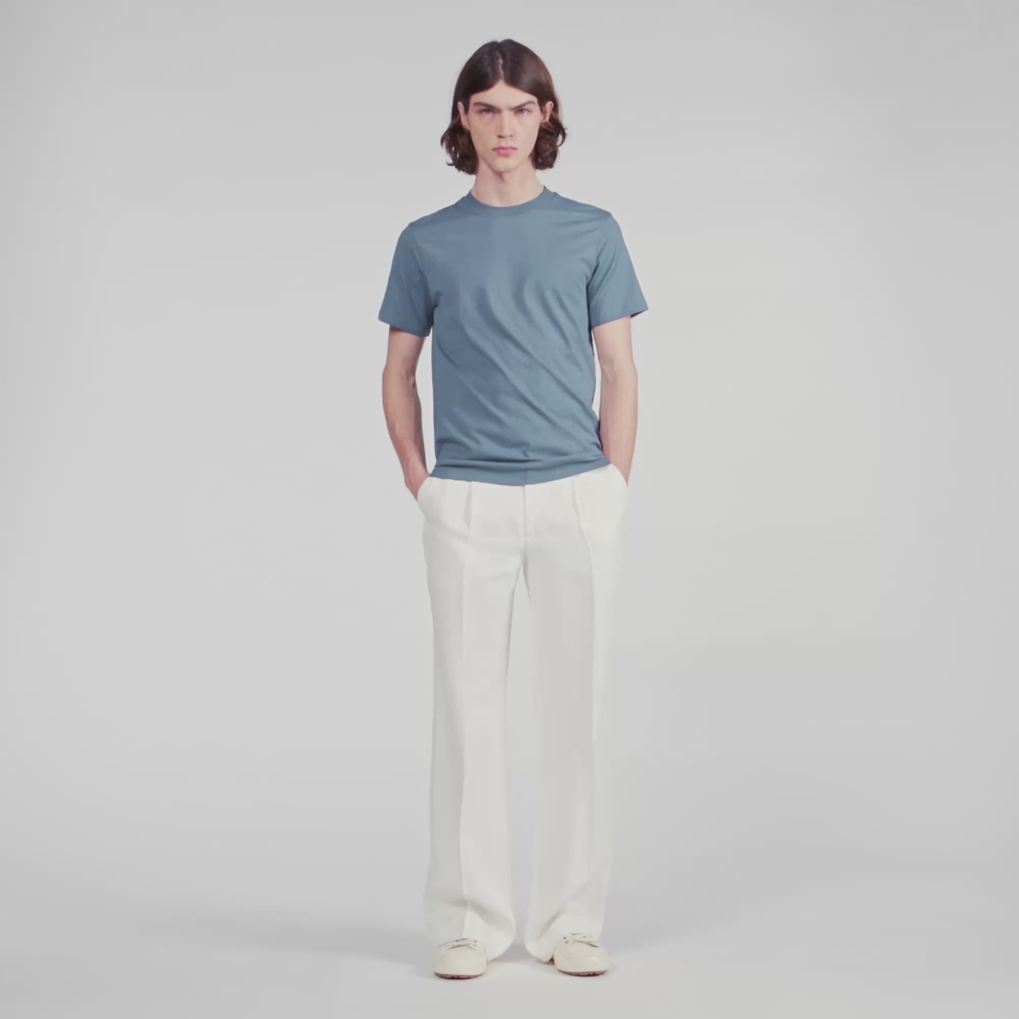 Sandro Logo Tee Cotton T-Shirt Grey / Blu