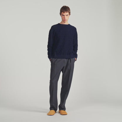 Sponge Crewneck Terry Knit Jumper Navy Blue