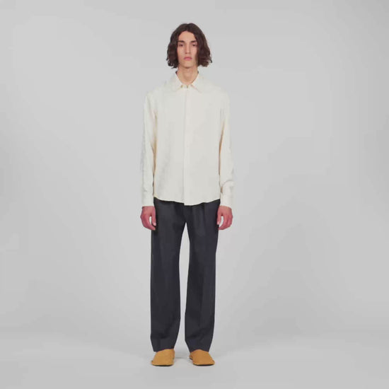 Jacquard Cross Shirt Ml Square Cross loose-fit shirt White