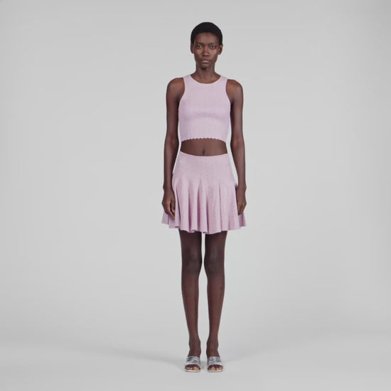 Tea Short Rhinestone Knit Skirt Mauve