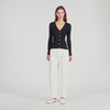 Gabie Ribbed Cardigan With Fancy Buttons Black