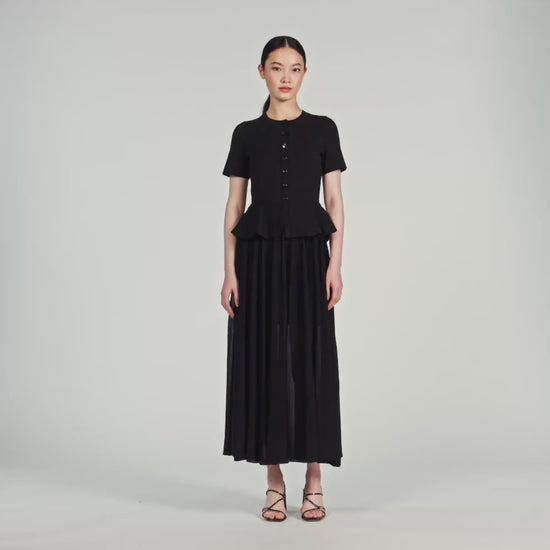 Judith Peplum Knit Maxi Dress Black