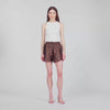Saturne Distressed Rhinestone Shorts Brown