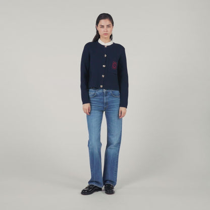 Coatigan With Ruffled Collar Deep Blu