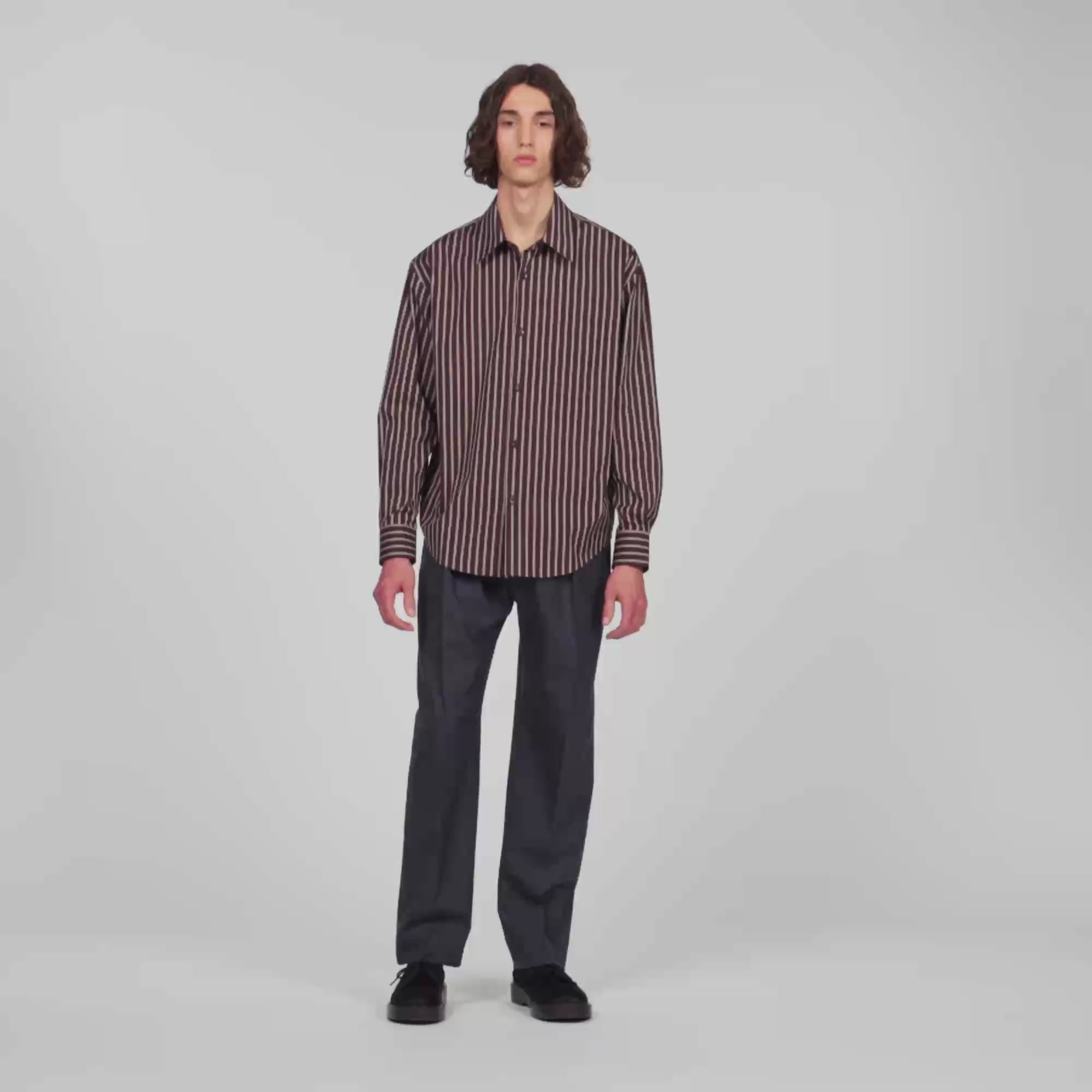 Hamptons Shirt Striped cotton shirt Chocolat / Ecru