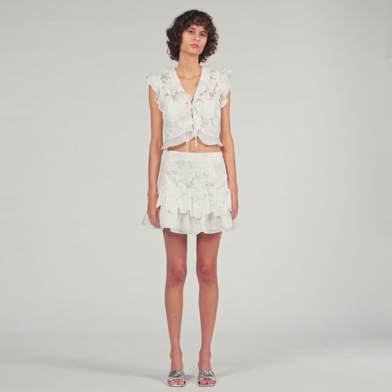 Nayana Guipure Lace Crop Top White