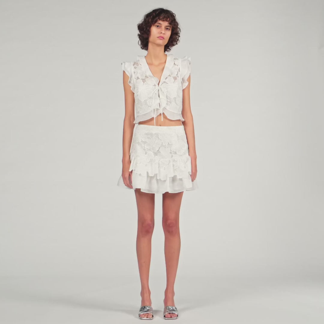 Nayana Guipure Lace Crop Top White