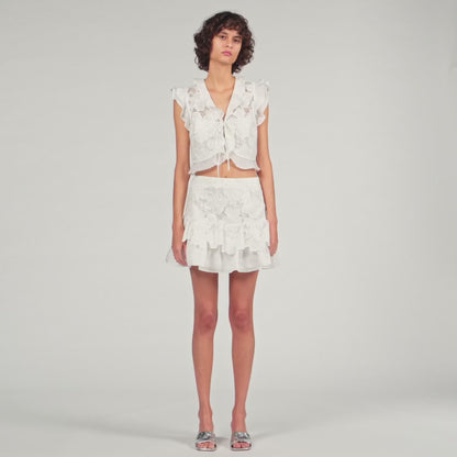 Nayana Guipure Lace Crop Top White