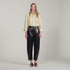 Neo Leather barrel-leg trousers Black
