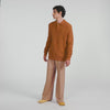 Leonardo Ribbed wool polo shirt Brown / Orange