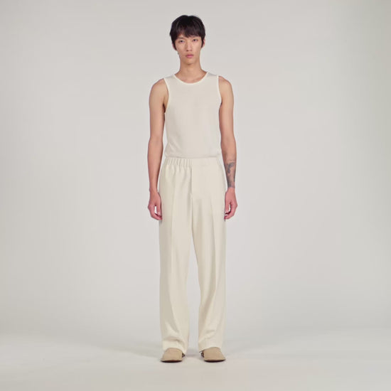 Large Jersey Wide-Leg Trousers Ecru