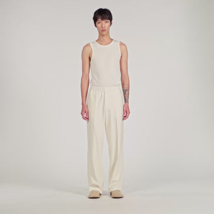 Large Jersey Wide-Leg Trousers Ecru