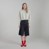 Mateus Long Pleated Wool Shorts Navy Blue