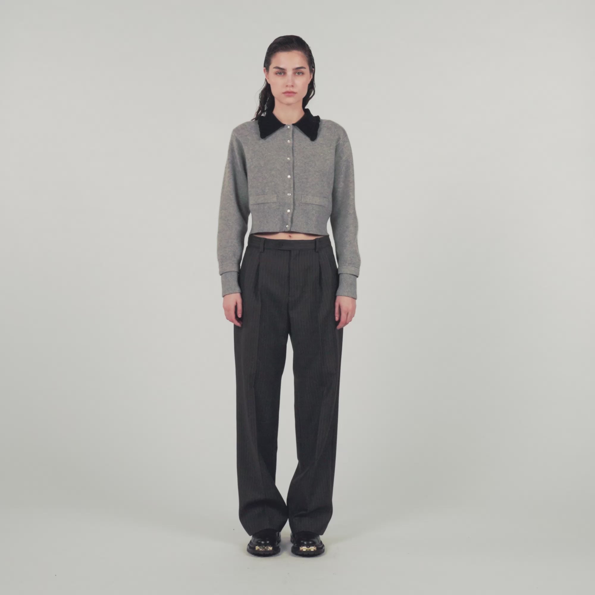 Cropped Coatigan Grey
