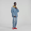 Cameron Denim coat with faux fur collar Blue Jean