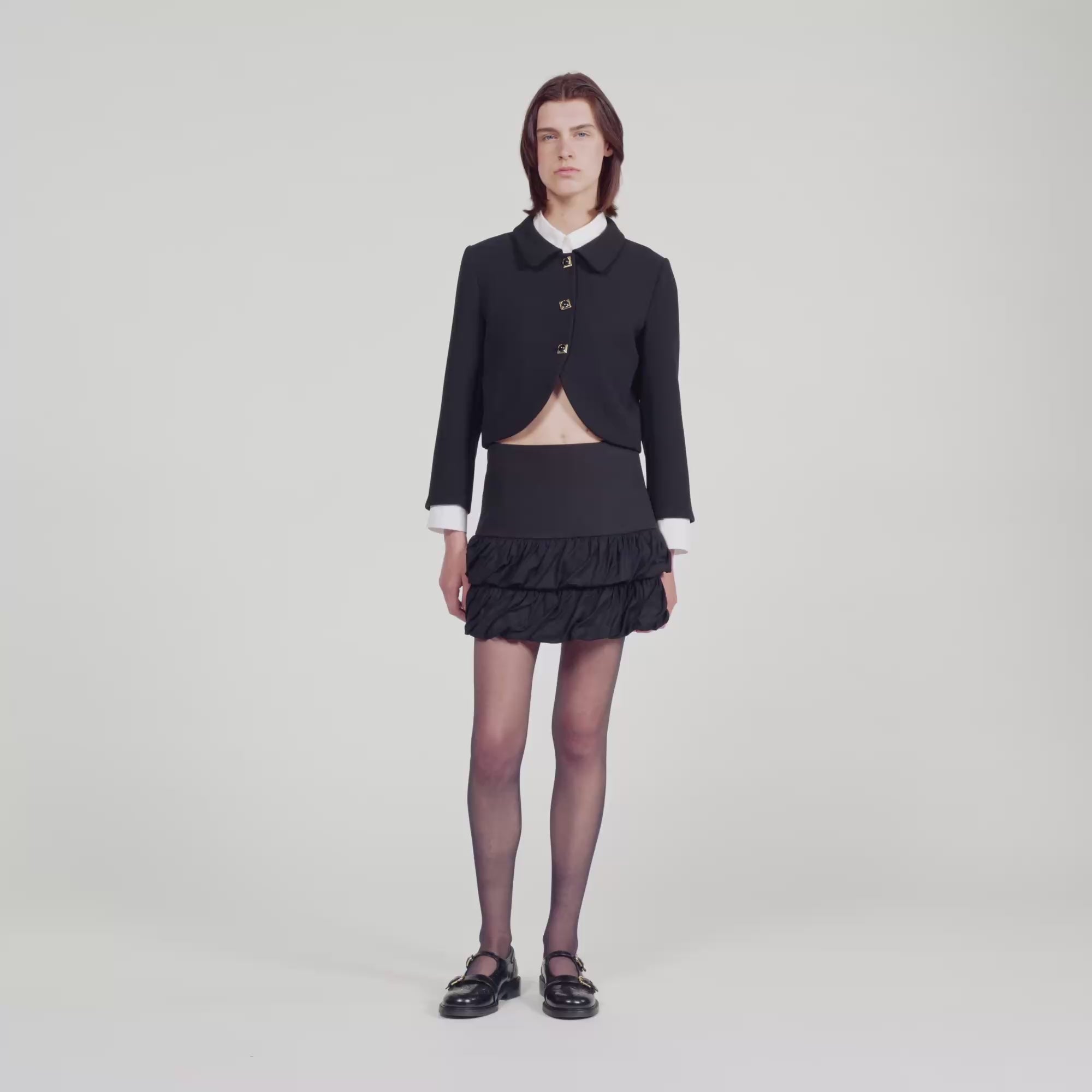 Zeline Short Ruffled Skirt Black
