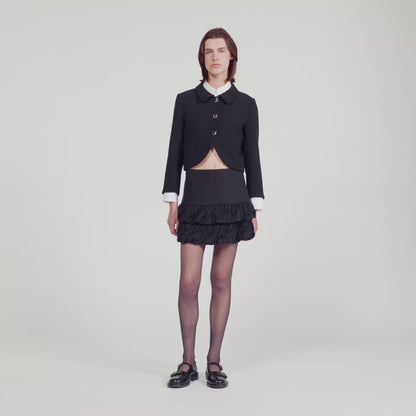 Zeline Short Ruffled Skirt Black