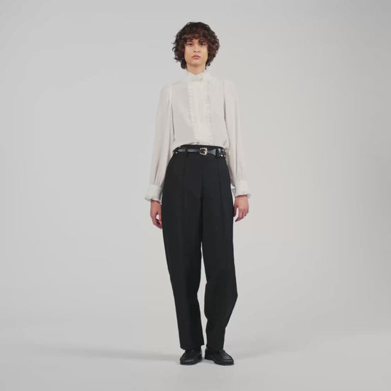 Hortense Silk shirt with gathered collar White