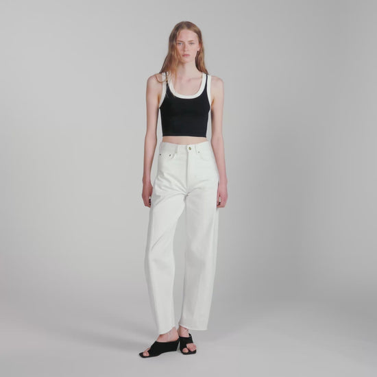 Villa Two-Tone Cropped Knit Top Black