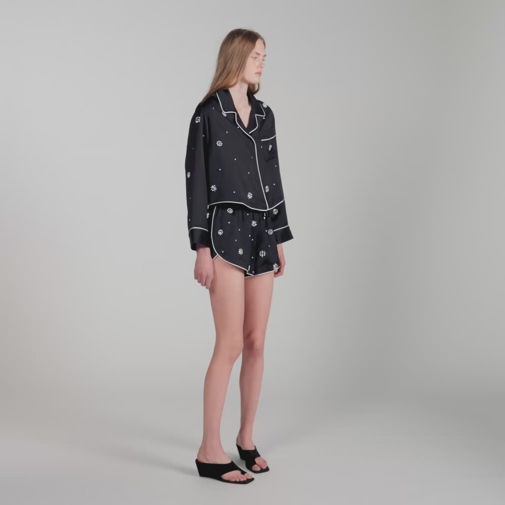 Sorellia Beaded And Rhinestone Shorts Black