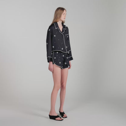 Sorellia Beaded And Rhinestone Shorts Black