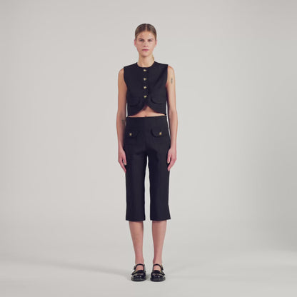 Buttoned Crop Top Black
