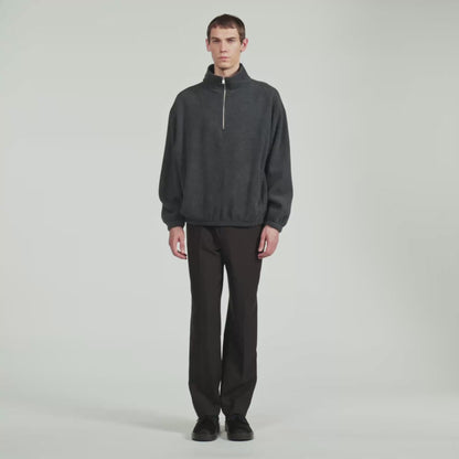 L Fleece Zipped standing collar sweatshirt Dark Grey