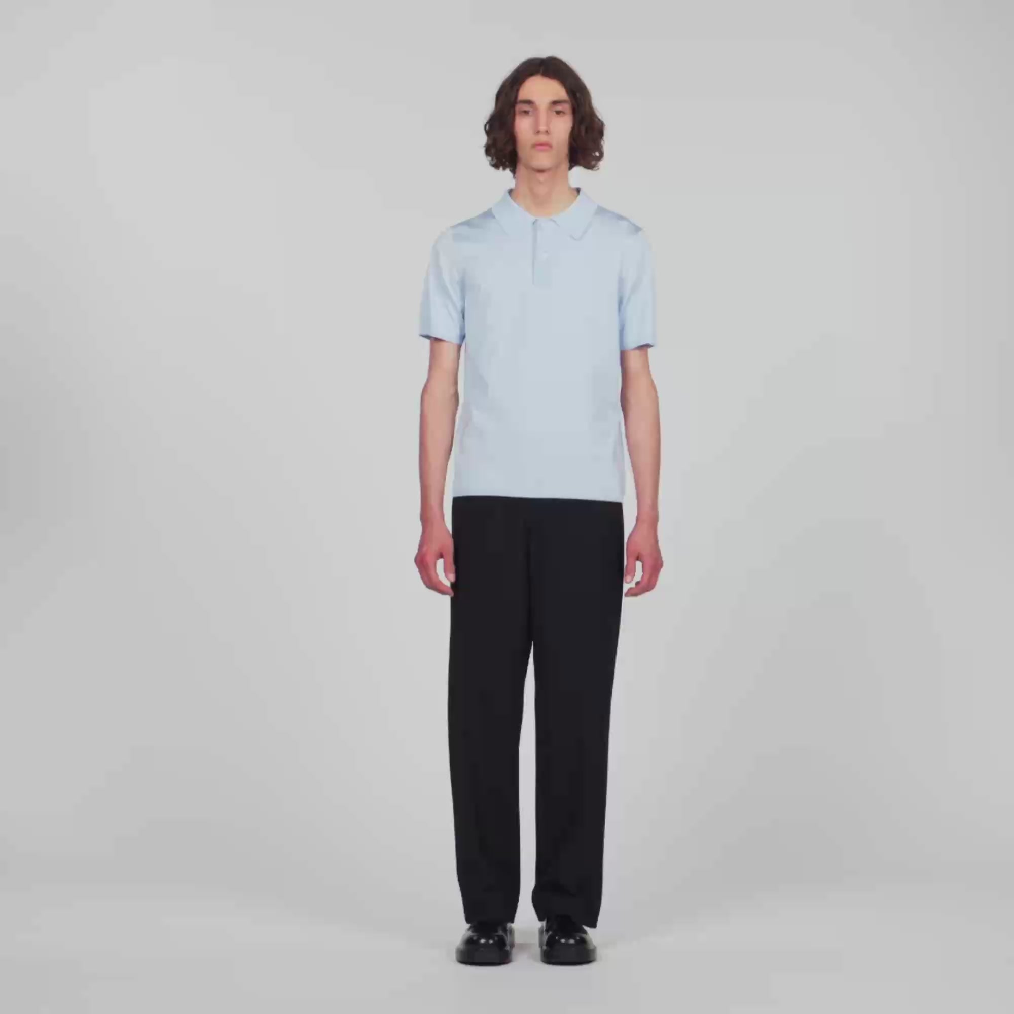Pablo Short-sleeve knitted polo shirt Blue Sky