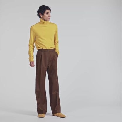 Mode Flannel Wide-leg wool suit trousers Brown