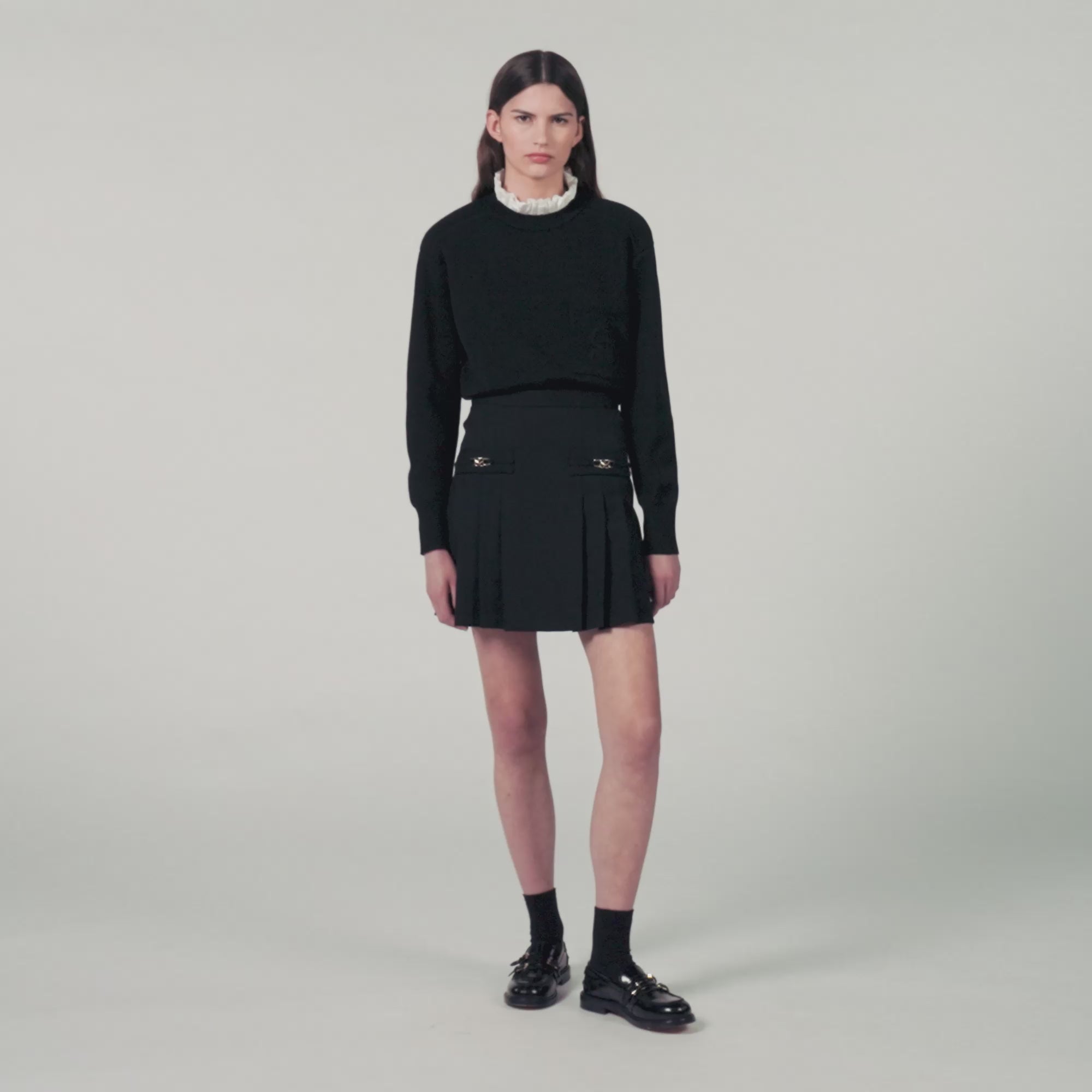 Knitted Jumper With High Neck Black