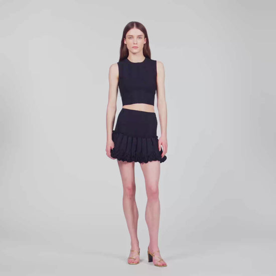 Noella Short ribbed knit skirt Black