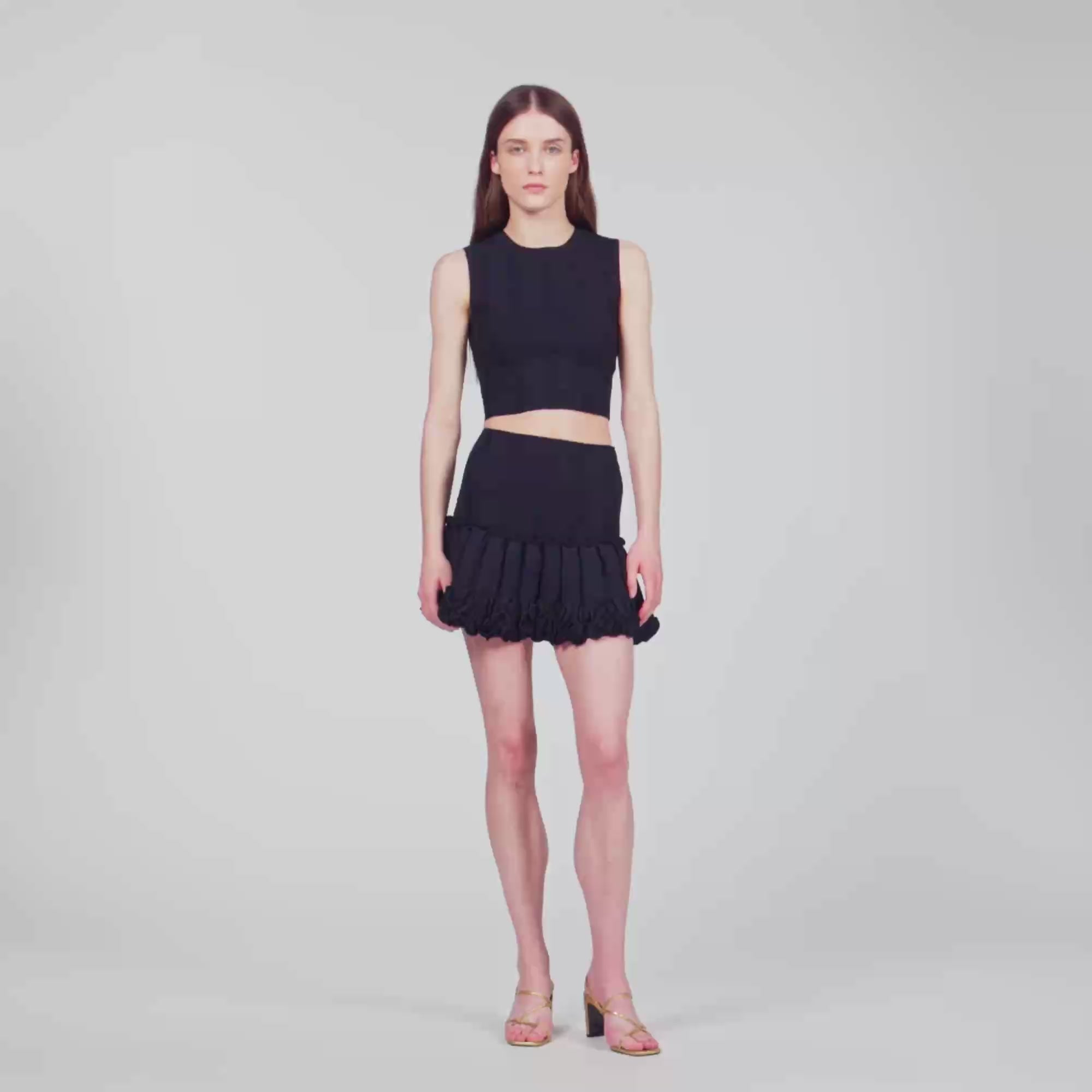 Noella Short ribbed knit skirt Black