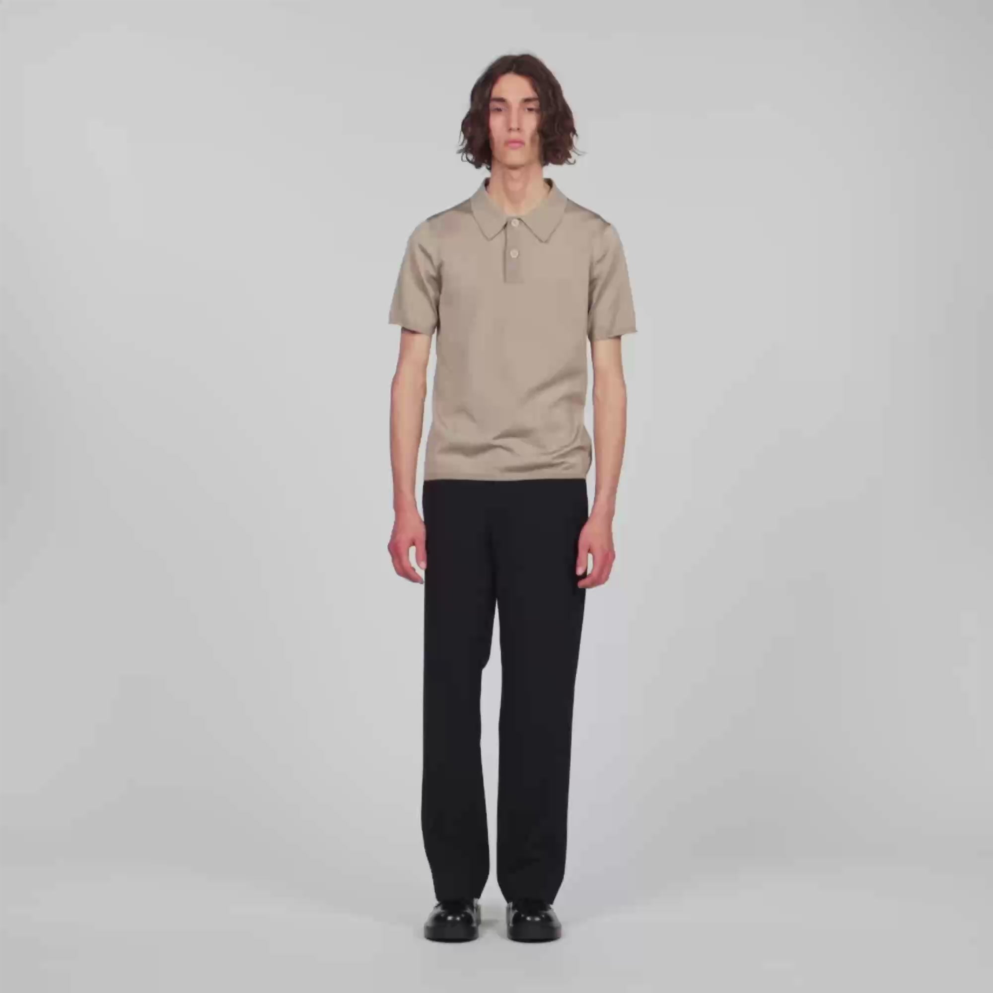 Pablo Short-sleeve knitted polo shirt Light Taupe