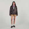Clem Oversized Leather Jacket Brown