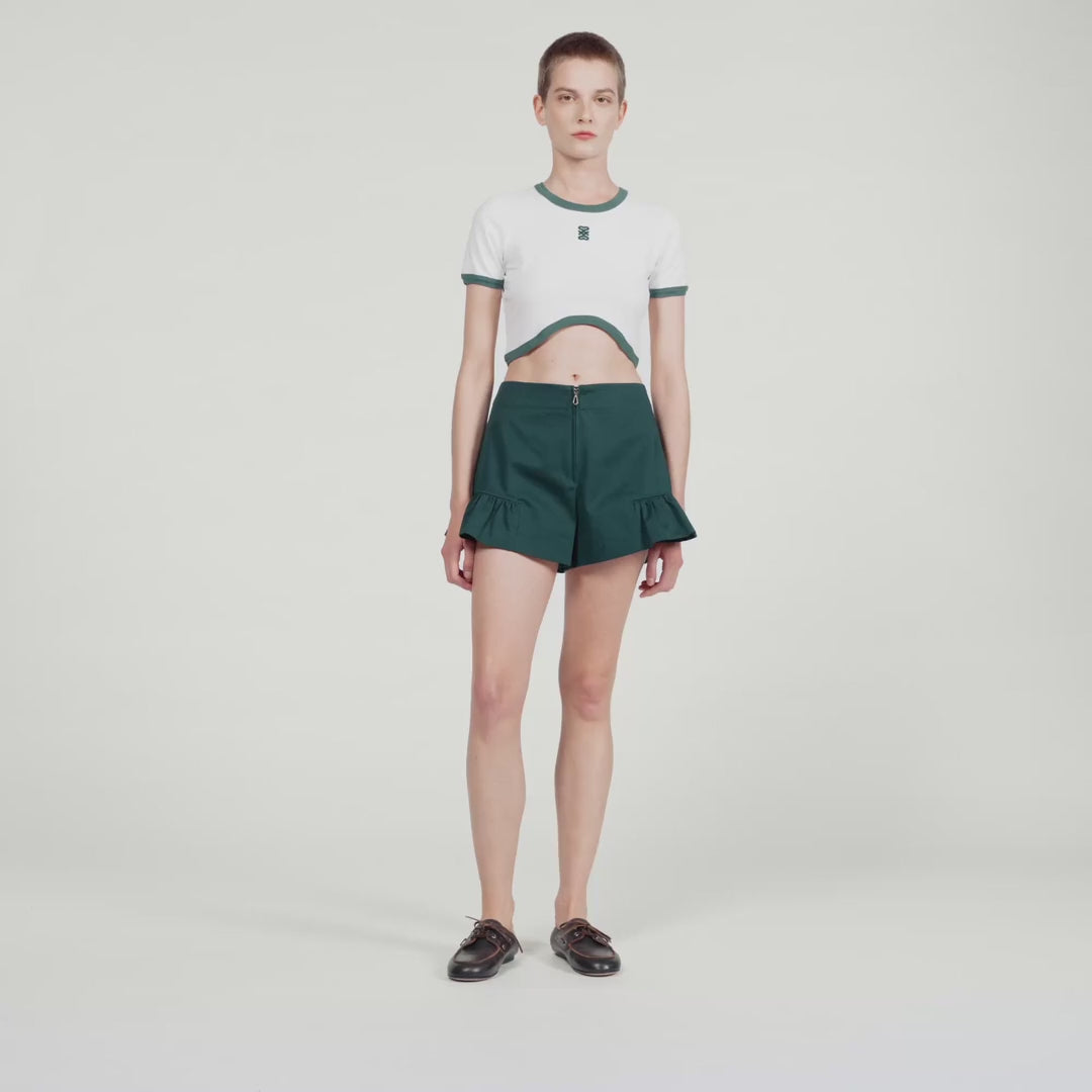 Ninon Two-Tone Cropped T-Shirt White