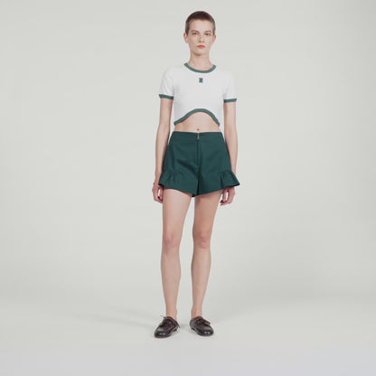 Ninon Two-Tone Cropped T-Shirt White