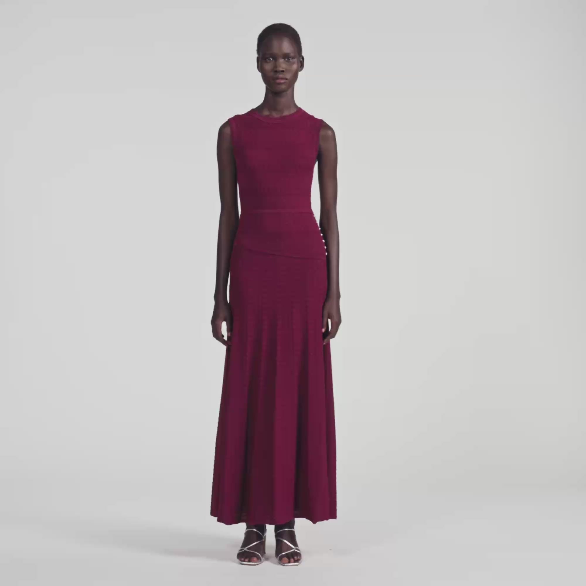 Samantha Pointelle knit maxi dress Bordeaux